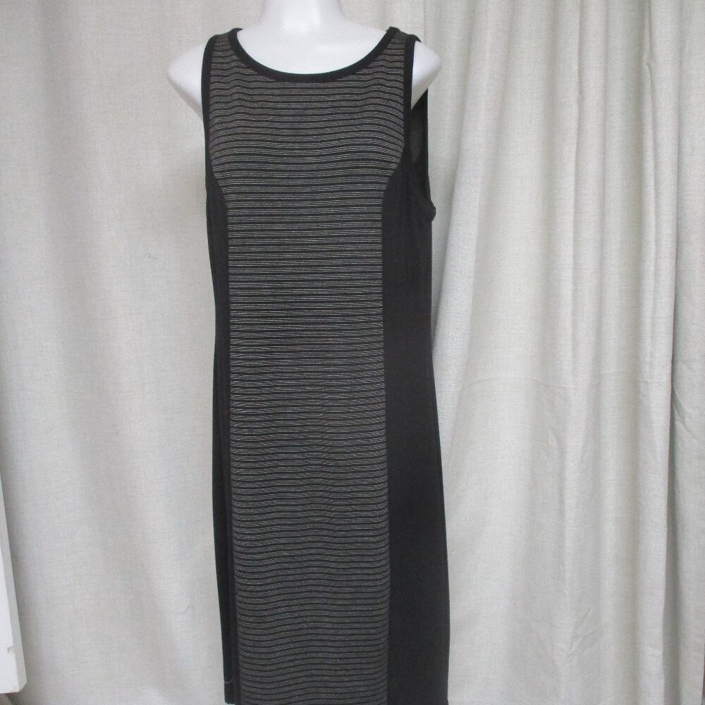 BB DAKOTA black tan striped tank top stretch pullover Maxi dress